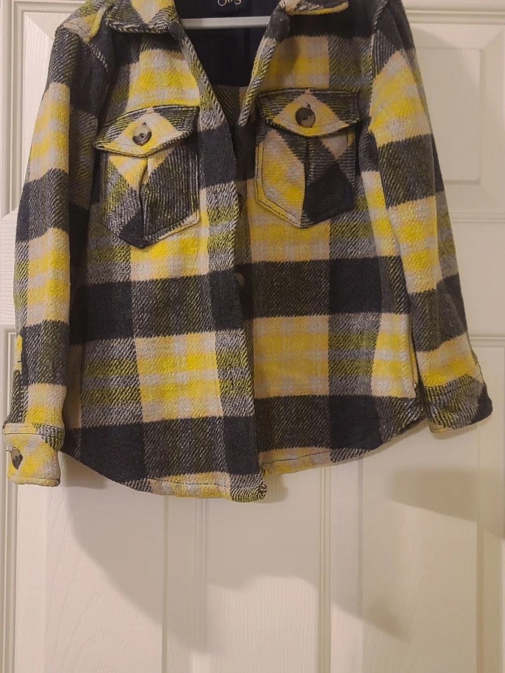Kids Plaid Shacket Jacket - Yellow & Black